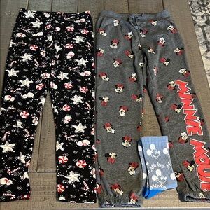 Disney Minnie Mouse Sweatpants & Holiday Leggings Girl Size S